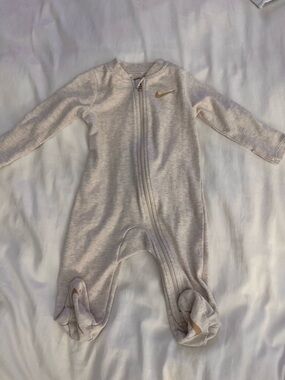 Nike Cream Baby Footed One-Piece Sleeper with Gold Swoosh